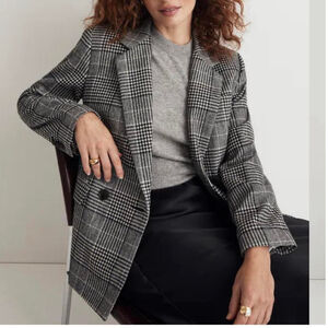 Madewell Recycled Wool Blend The Rosedale Blazer in Kelly Glen Plaid - Size 4